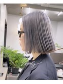 シルバーボブ/グレージュ/ダブルカラー/ハイトーンボブ/アッシュ