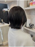 福山美容室caary チェリーレッド透明感レイヤーボブ外ハネ20代