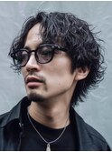 波巻きパーマメンズマッシュセンターパートツイストスパイラル