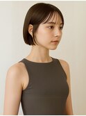 オリーブグレージュ 透明感カラー ボブ シースルーバンク 艶髪