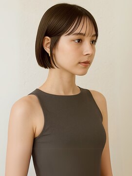 ミロア 薬院(miroa) オリーブグレージュ 透明感カラー ボブ シースルーバンク 艶髪