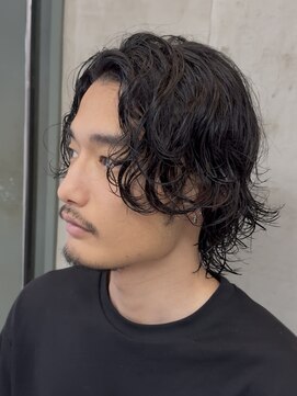 オルト(Altn) 大人の波巻きスパイラルパーマミディアムロングメンズカットヘア