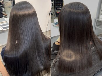 ハフ(HAFU)の写真/驚きの手触り,質感♪ダメージの少ないケアストレートで芯まで潤い美髪に/髪質改善/ストレート/