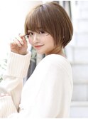 大人可愛い小顔ひし形クビレ丸みボブ20代30代40代大人ショート