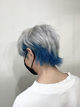 ファイブバイジエクト 堀江(FIVE by The Ect) 【メンズウルフ】シルバー×ブルーデザインカラー