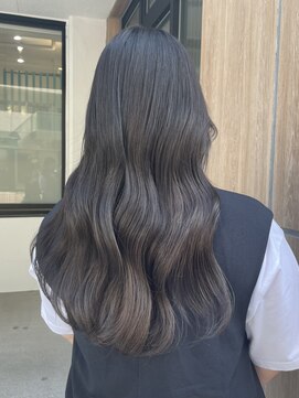 ヘアーメイクオズ(hair make O/S) |mizuho|透明感ダークグレージュ艶感ゆる巻きロング