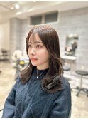 大人可愛いレイヤーミディアム 韓国ヘア 透明感カラー
