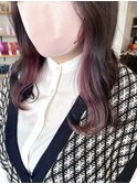 10代20代韓国風ラベンダーピンクインナーカラー