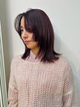 ガーデン 銀座(GARDEN) ミディアムヘア モーブブラウン 顔まわりカット レイヤーカット
