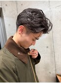 メンズ/マッシュパーマ/ウルフ/アッシュブラック/カルマパーマ