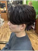 センターパートフェザーパーマニュアンスフェザー