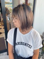 アース いわき店(HAIR&MAKE EARTH)&nbsp;透け感ハイライト×外ハネミディボブ