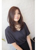 ブラウンベージュ×セミロング