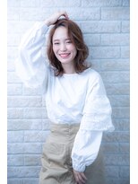 ソア 武蔵小杉(SOAR) ブルージュカラー黒髪斜めバングひし形ワンレンフェミニンボブ