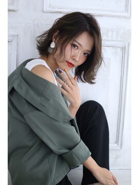 ヘアーメイクパウダー 天王寺寺田町店(Hair make powder) ナチュラルボブ×大人ショートボブ×ウェーブ20代30代40代抜け感