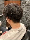 センターパート×パーマ