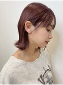 ピンクバイオレット 外ハネパーマ 切りっぱなしボブ t1120