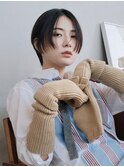 暗髪センターパート