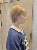 【RYOHEI】金髪ショート_耳掛けショート_ブリーチカラー