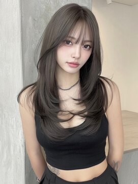 ランテルディ 渋谷(LANTERDIT) レイヤーカット グレージュ 韓国ヘアケアブリーチ アッシュ 20代