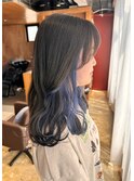 ダークグレージュ×ネイビーブルーインナーカラー