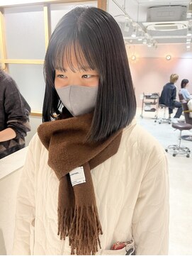 ラミエ バイ メルト 吉祥寺(lamie by melt) "久保田"前下がり内巻き切りっぱなしボブ暗髪ボブ透明感カラー