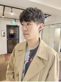 メンズボブウルフメンズミディアムレイヤーカットメンズウルフ