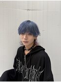 クラゲウルフインナーカラーメンズブリーチブルーピンクカラー