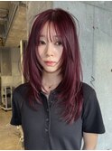 夏のチェリーレッドと大人ハッシュカット　英心