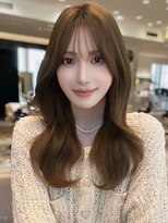 エインアンリー 明治神宮前(AIN.ANLY.)&nbsp;モーヴピンクベージュカラー韓国レイヤースタイル前髪カット