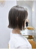 ブリーチなしショコラグレージュ×切りっぱなしボブ