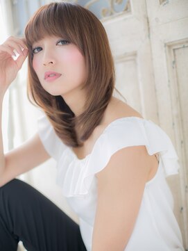 ブルー(BLUE) *CUORE水戸*厚めバング♪ツヤ感ワンカール前下がり小顔セミディb