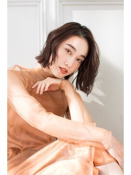 トティア 堀江(Totia) 【Totia堀江】外ハネミディアムボブ×オリーブカラー