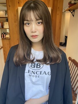 ガーランド (Garland) 大人ミディアム/ミディアムレイヤー/ピンクベージュ/卵型