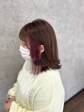 ヘアーワークス ボナ(HAIR WORKS bona.) サラ艶ミディ×髪質改善カラー/インナーカラー/イヤリングカラー