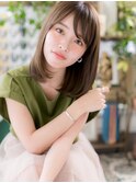 斜めバングブラウンベージュストレートh4浦和20代30代40代