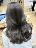 透明感ダブルカラーオリーブブラウン大人艶ロングオフィスカラー