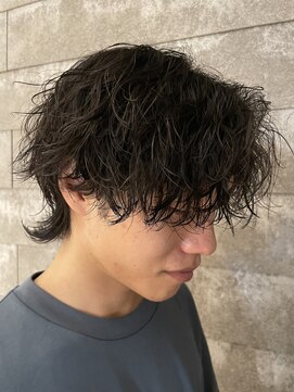 ニアウ 伊勢崎連取店(Niau) メンズマッシュウルフ波巻きスパイラルパーマメンズパーマ