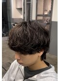 シャドウパーマメンズマッシュウルフ刈上げなし