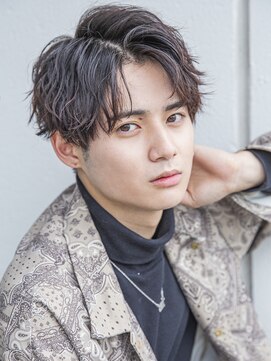 シティ(CITY) フェザーパーマブルーブラックサーフカールスパイキーショート