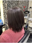 ブリーチなし 透明感グレージュ 暗髪