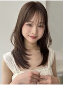 レイヤーカット/前髪/ココアブラウン/脱白髪染め1