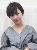 ダークアッシュボブルフ暖色系カラークールショートハイライト