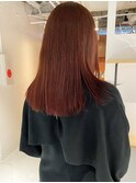 【三ツ井純】ブリーチなしチェリーレッドブラウンカラーツヤ髪