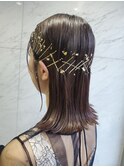 ボブでも出来る外ハネヘアセット♪金箔＆金ピン＊