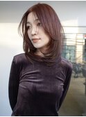 大人ウザバングレイヤーカット/オレンジブラウン