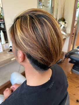 ブラウン(BROWN) メンズツーブロック