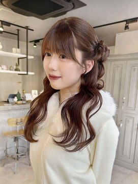 カシュカシュ 表参道(cache cache) ピンクベージュカラーくるみちゃんヘアアレンジヘアセット