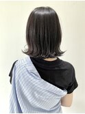 【FOLK】黒染めじゃなくて暗染め♪外ハネシルバーブラックボブ☆
