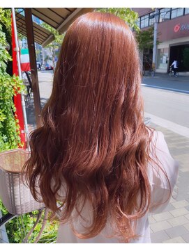 ピークスヘア(peaks hair) アプリコットピンク/暖色ベージュ/ブリーチなし/秋カラー